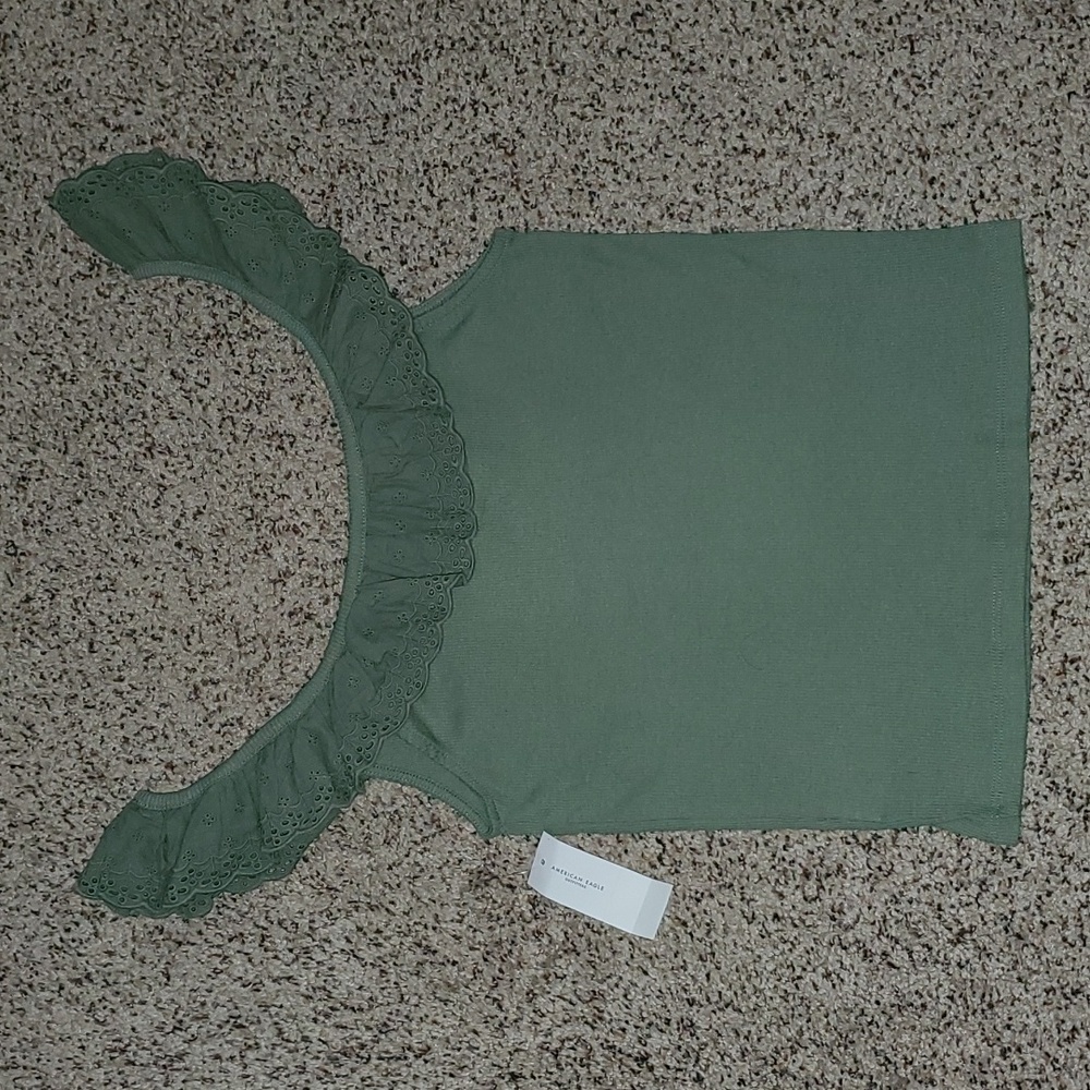 American Eagle Eyelet Ruffle Ribbed Tank Top - Picture 4 of 5